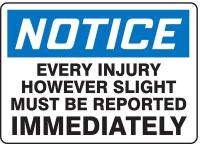 9E388 Notice Sign, 10 x 14In, BL and BK/WHT, ENG