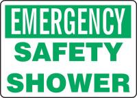 8DFW1 Safety Shower Sign, 10 x 14In, GRN/WHT, AL