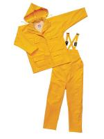 9EAH6 3-Piece Rainsuit with Hood, Yellow, L