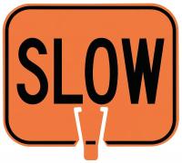 9ELT8 Traffic Cone Sign, Orng/Blk, Slow Traffic