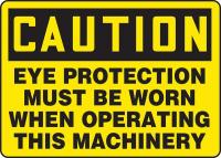 8U742 Caution Sign, 7 x 10In, BK/YEL, PLSTC, ENG