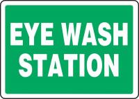 8VU09 Eye Wash Sign, 10 x 14In, WHT/GRN, AL, ENG