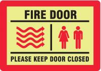 9EVZ1 Fire Door Sign, 10 x 14In, R/YEL, FDR, ENG