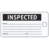 9EVZ4 Inspected Tag, 3 x 5-3/4 In, Bk/Wht, PK25