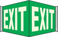 9EX04 Exit Sign, 7 x 20In, WHT/GRN, Exit, ENG, Text