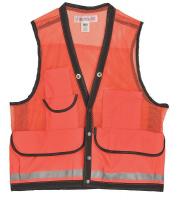 9EZM6 Field Vest, XL, Orange, Zipper