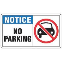 9F597 Notice Sign, 7 x 10In, R, BL and BK/WHT