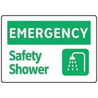 9F853 Safety Shower Sign, 7 x 10In, GRN/WHT, ENG