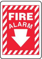 9UGC4 Fire Alarm Sign, 10 x 14In, WHT/R, PLSTC