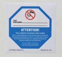 9FAN2 Empty Drum Warning Label, 4 In. H, PK 100