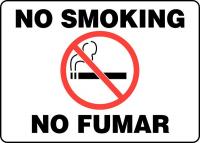 9G291 No Smoking Sign, 10 x 14In, R and BK/WHT