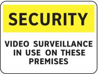 8CFY8 Security Sign, 7 x 10In, YEL and BK/WHT