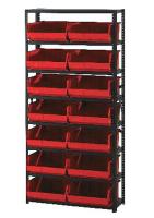 9R973 Steel Shelving, 18L x 8-1/4W, Red