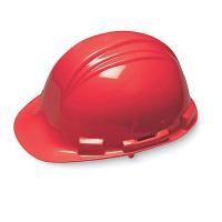 9NUU9 Hard Hat, FrtBrim, Slotted, 4PinLk, Red