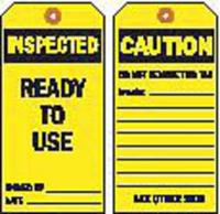 9UCJ5 Inspected Tag, 7 x 4 In, Bk/Yel, PK100