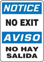 9G604 Notice No Exit Sign, 14 x 10In, Bilingual