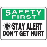 9XZ71 Caution Sign, 10 x 14In, GRN and BK/WHT