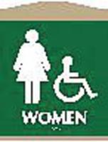 8AW99 Restroom Sign, 9-1/8 x 7In, PLSTC, Women