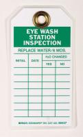 9HUP5 Eye Wash Sta Inspection Tag, Grn/Wht, PK10