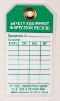 9HUP6 Saf Eapt Inspection Rcd Tag, Grn/Wht, PK10