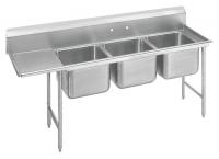 9HV23 Scullery Sink, 18ga, Triple, SS, Floor Mount
