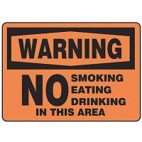 9J046 Warning No Smoking Sign, 10 x 14In, BK/ORN