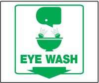 9J604 Eye Wash Sign, 8 x 8In, GRN/WHT, PS, ENG