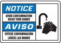 9E091 Notice Sign, 7 x 10In, BL and BK/WHT, PLSTC