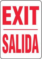 9JCR5 Exit Sign, 14 x 10In, R/WHT, AL, Exit/Salida