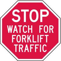 9JCV7 Forklift Traffic Sign, 12 x 12In, WHT/R, AL