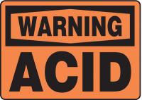 9VJ20 Warning Sign, 10 x 14In, BK/ORN, PLSTC, Acid