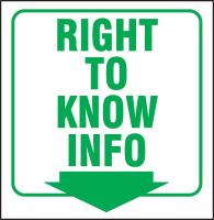 9JEV5 Sign, 6x8-1/2 In, Right To Know Info
