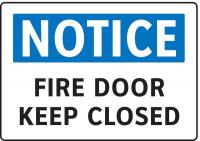 9JVJ8 Fire Door Sign, 7 x 10In, BL and BK/WHT