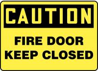 9K713 Fire Door Sign, 10 x 14In, BK/YEL, AL, ENG