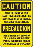 8N468 Caution Sign, 14 x 10In, BK/YEL, Bilingual