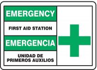 9K830 First Aid Sign, 10 x 14In, GRN and BK/WHT