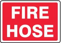 9K886 Fire Hose Sign, 10 x 14In, WHT/R, FH, ENG