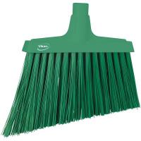 9KDJ6 Broom Slim, Angle, Stiff Bristle, Green