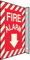 9KEZ1 Fire Alarm Sign, 12 x 9In, WHT/R, Fire ALM