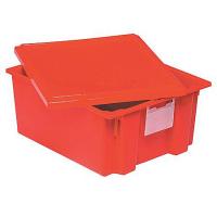 9KG39 Stack &amp; Nest Totes, 19-1/2Lx15-1/2W, Red