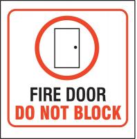 9KHF9 Fire Door Sign, 8 x 8In, R and BK/WHT, ENG