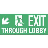 9KLW2 Fire Exit Sign, 8 x 18In, Glow/GRN, ENG