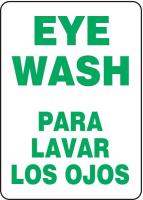 8NC08 Eye Wash Sign, 14 x 10In, GRN/WHT, AL, Text