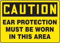 8EVC1 Caution Sign, 10 x 14In, BK/YEL, PLSTC, ENG