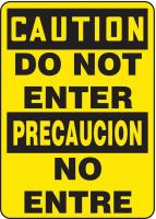 9L692 Caution Sign, 14 x 10In, BK/YEL, Bilingual