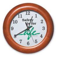 9LAK8 Wall Clock, 12 In, Safety is for Life