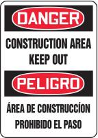 9LC26 Danger Sign, 14 x 10In, R and BK/WHT, AL