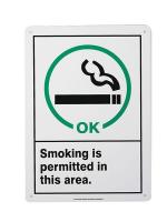 8NKC4 Sign, 14 x10 In, Smoking Is Permitted