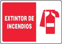 9LCK3 Fire Extinguisher Sign, 7 x 10In, WHT/R