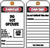 9LCU8 Danger Tag, 7 x 4 In, Bk and R/Wht, PK10